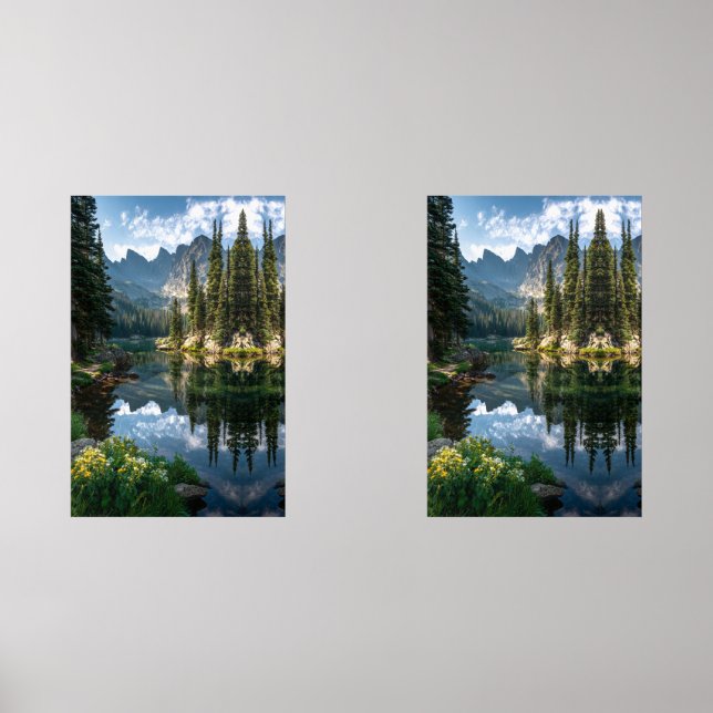 Tranquil Reflections of the Mountains Wall Art Sets (Front)