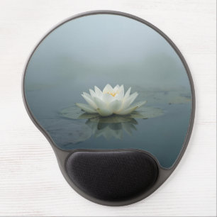 Tranquil Reverie – White Water Lily in Morning Mis Gel Mouse Pad