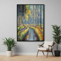 Tranquil River Path Impressionist Landscape Art
