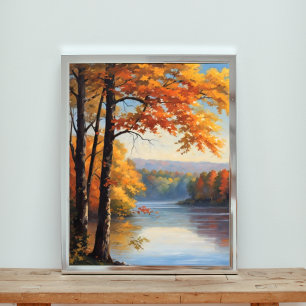 Tranquil Riverbank in Fall Colors Photo Print