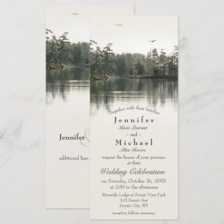 tranquil rustic lake evergreens reflection slender invitation