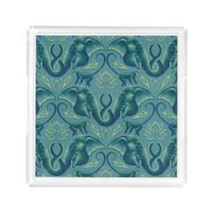 Tranquil Safari Tapestry Pattern - The White Lotus Acrylic Tray