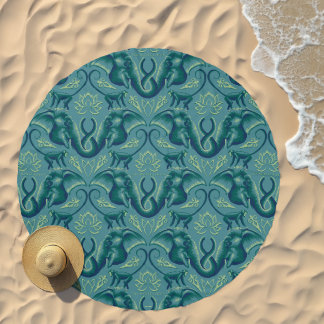 Tranquil Safari Tapestry Pattern - The White Lotus Beach Towel