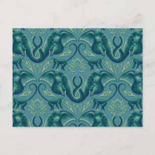 Tranquil Safari Tapestry Pattern - The White Lotus Postcard