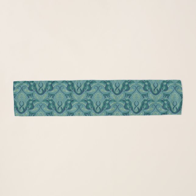 Tranquil Safari Tapestry Pattern - The White Lotus Scarf (Front (Horizontal))