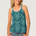 Tranquil Safari Tapestry Pattern - The White Lotus Tank Top