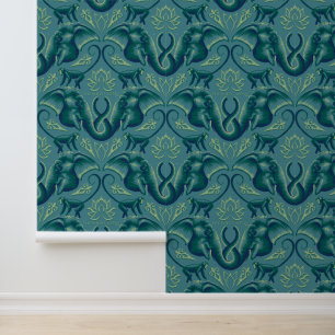Tranquil Safari Tapestry Pattern - The White Lotus Wallpaper