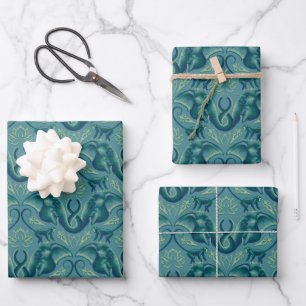 Tranquil Safari Tapestry Pattern - The White Lotus Wrapping Paper Sheets