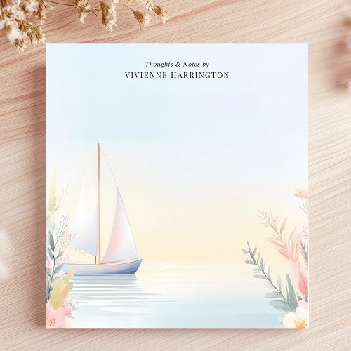 Shop 16 Tranquil Sailboat Watercolor Floral Personalized Notepad