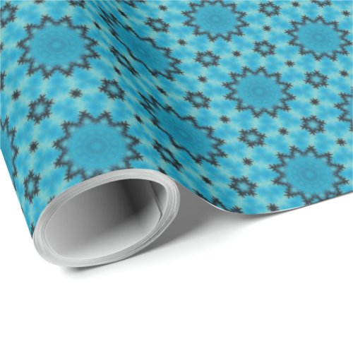 Tranquil Sea Fractal Edges in Turquoise and Teal Wrapping Paper