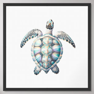 Tranquil Sea Turtle Art Watercolor Framed Art