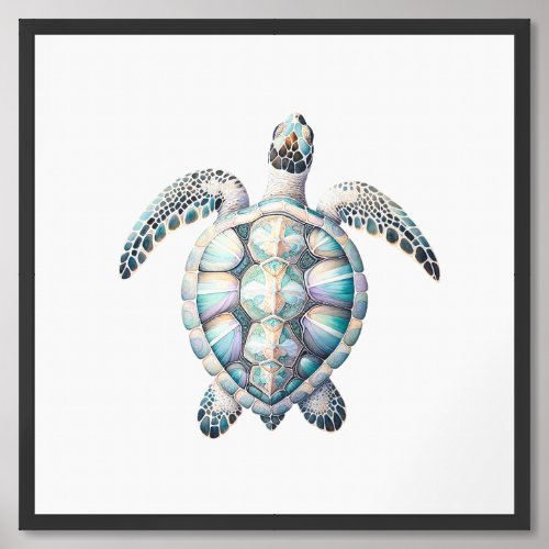 Tranquil Sea Turtle Art Watercolor Framed Art