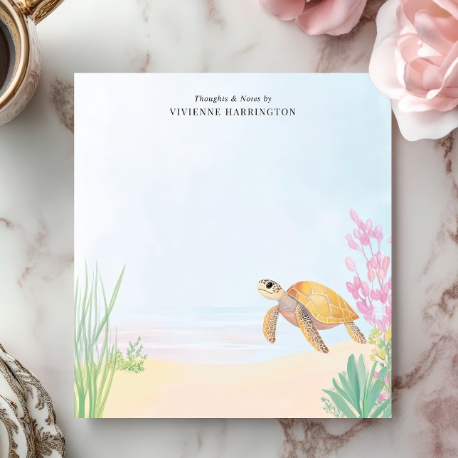 Tranquil Sea Turtle Ocean Watercolor Personalized Notepad (Creator Uploaded)