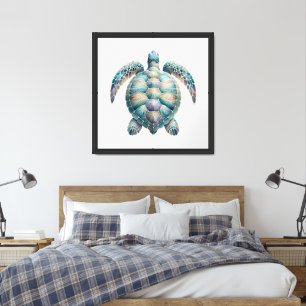 Tranquil Sea Turtle Painting Framed Art
