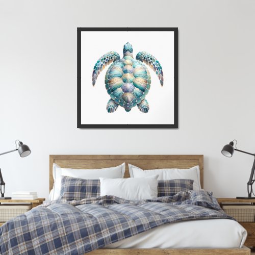 Tranquil Sea Turtle Painting Framed Art