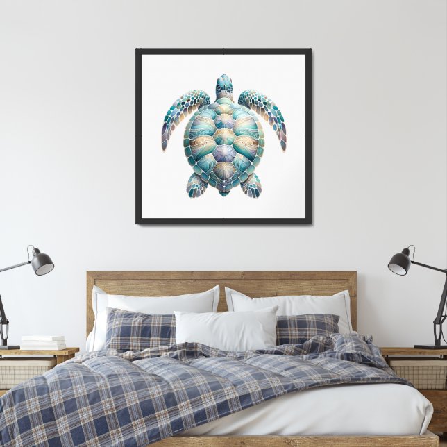 Tranquil Sea Turtle Painting Framed Art (Bedroom)