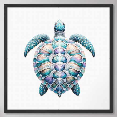 Tranquil Sea Turtle Painting Framed Art