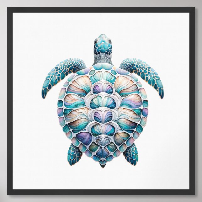 Tranquil Sea Turtle Painting Framed Art (Framed Front)