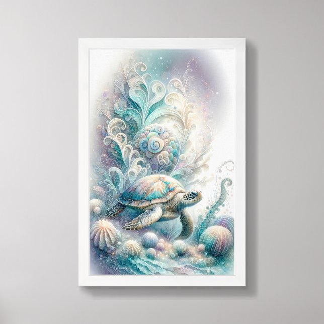 Tranquil Sea Turtle Wall Art (Framed Front)