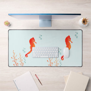 Tranquil Seahorse" Watercolor Desk Mat - Large Ext