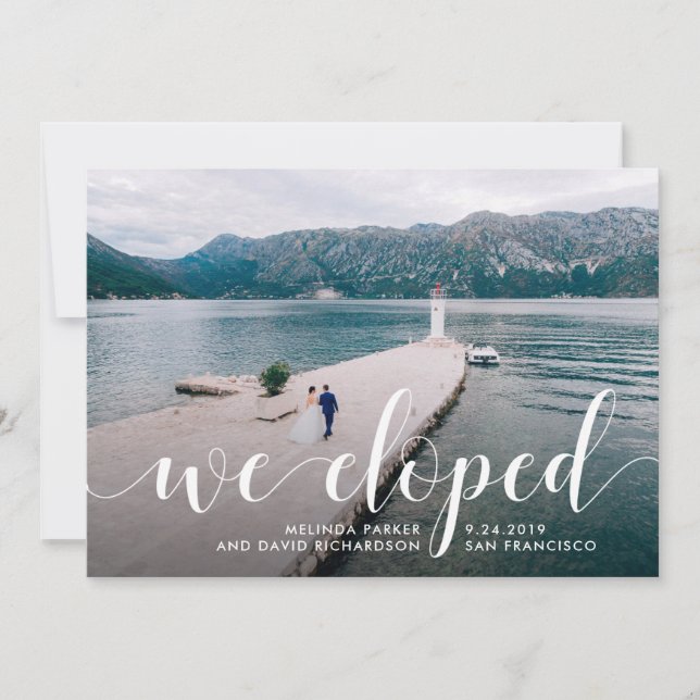 Tranquil Seas | We Eloped Photo Announcement (Front)
