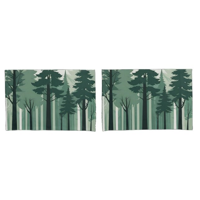Tranquil Silhouette Forest Pillow Case (Front-Set)