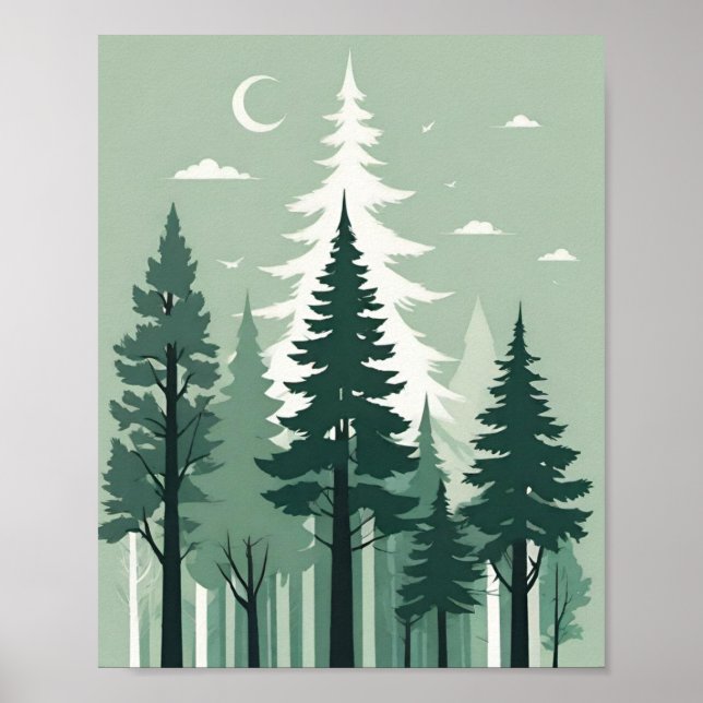 Tranquil Silhouette Forest Poster (Front)
