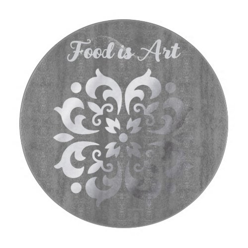 Tranquil Silver  Gray Monogram  Cutting Board