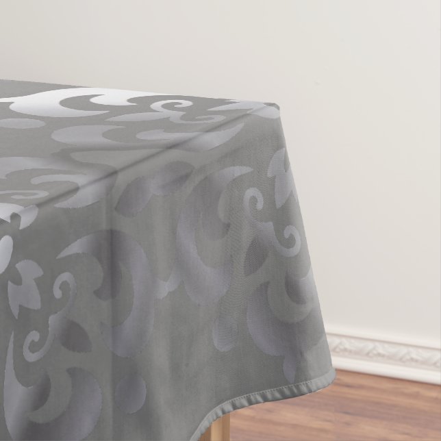 Tranquil Silver & Gray Monogram | Tablecloth (In Situ)