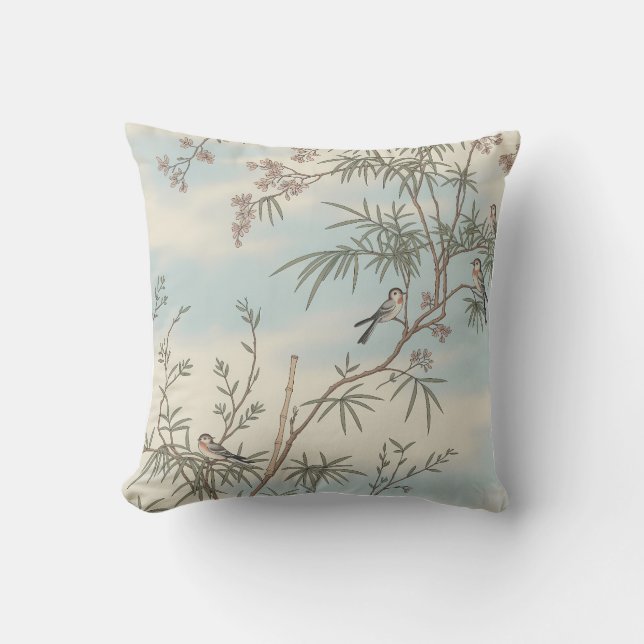 Tranquil Sky Birds Throw Pillow (Front)