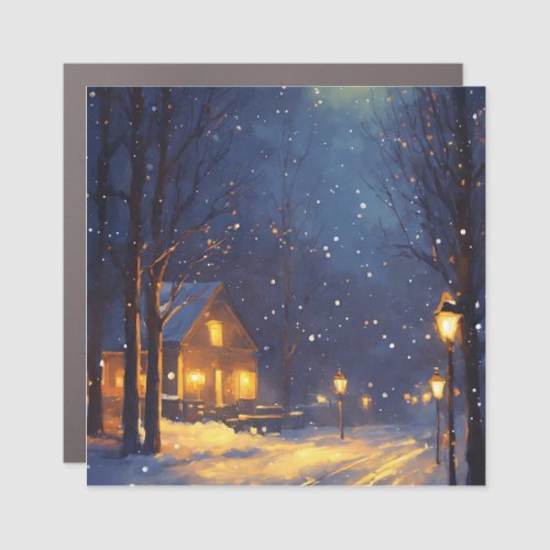 Tranquil Snowfall A Cozy Haven Car Magnet