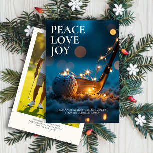 Tranquil Snowy Night Golf Christmas Photo Holiday Card