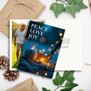 Tranquil Snowy Night Golf Christmas Photo Holiday Card