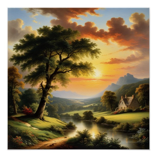 Tranquil Sunset by the River Poster (Front)