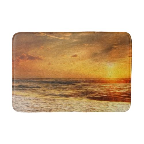 Tranquil Sunset Ocean Beach Waves Bath Mat