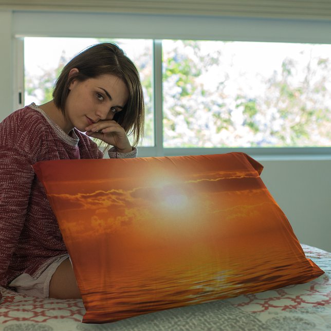 Tranquil Sunset Orange Golden Sky Over Sea Ocean Pillow Case (Tranquil Sunset Orange Golden Sky Over Sea Ocean Pillow Case)