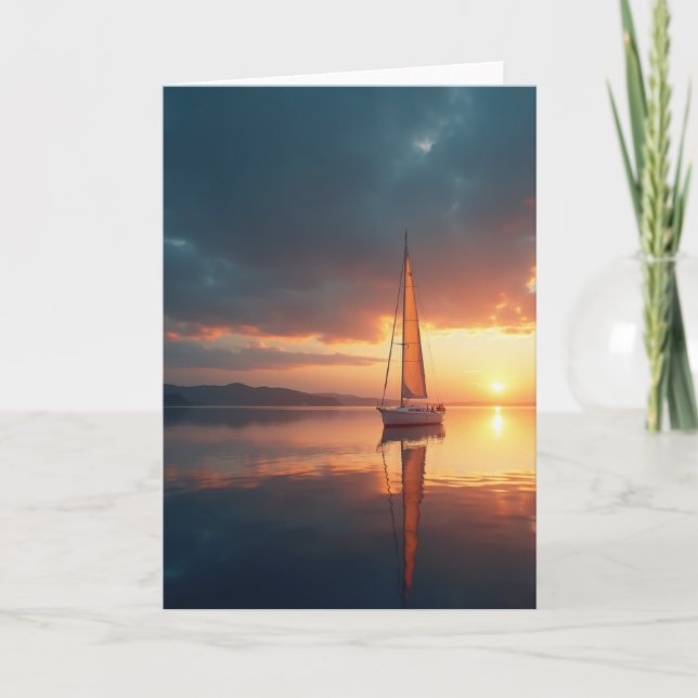 Tranquil Sunset Sailboat Card (Front)