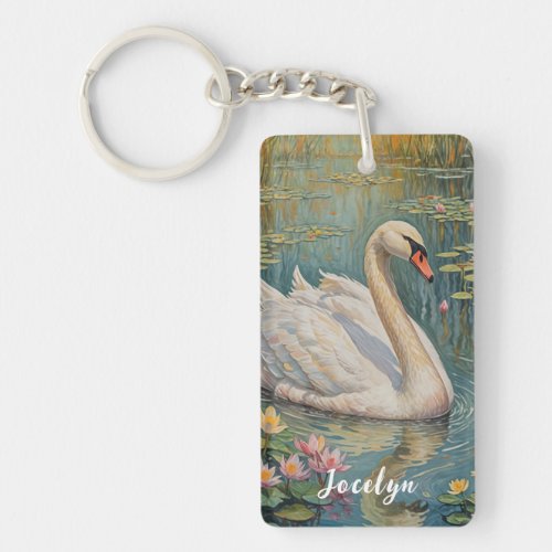 Tranquil Swan Serenade Keychain