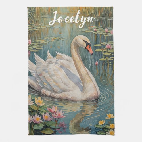 Tranquil Swan Serenade Kitchen Towel