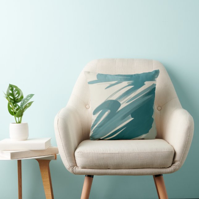 Tranquil Teal Abstract Throw Pillow (Chair)