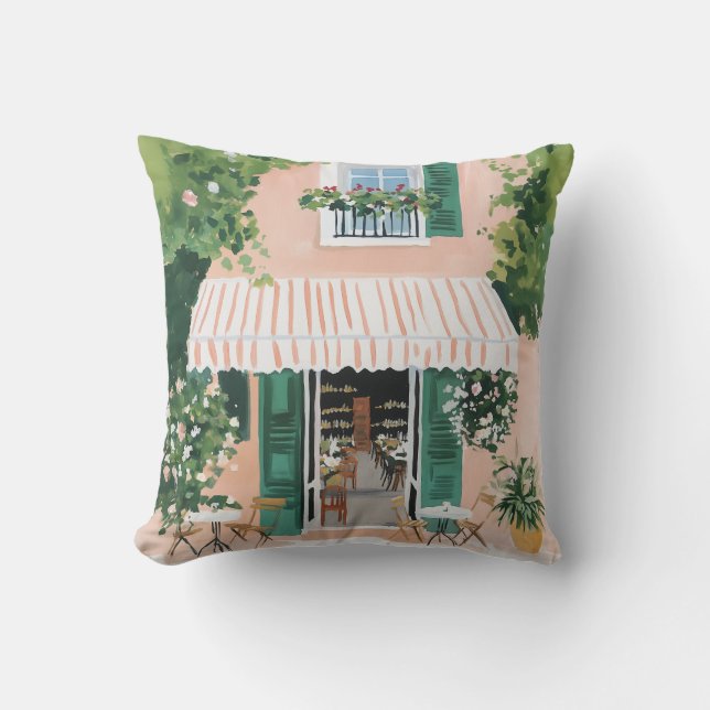 Tranquil Terrace in Rome Throw Pillow (Front)