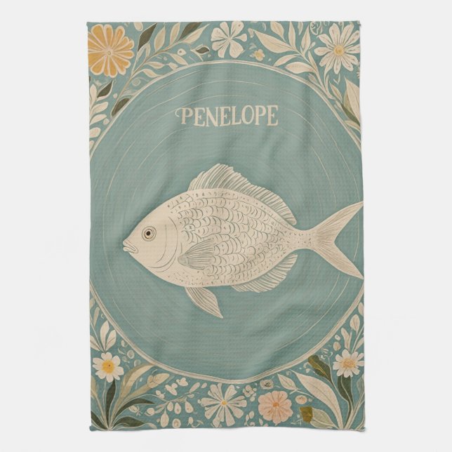 Tranquil Tides Personalized Kitchen Towel (Vertical)