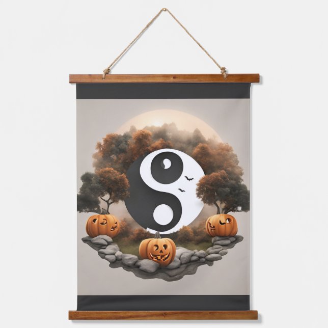 Tranquil Treats: Zen Halloween Aesthetics Hanging Tapestry (Front)