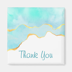 Tranquil Tropical Green with Gold Border Thank You Magnet