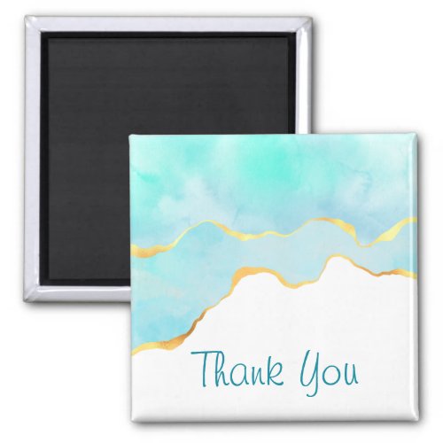 Tranquil Tropical Green with Gold Border Thank You Magnet