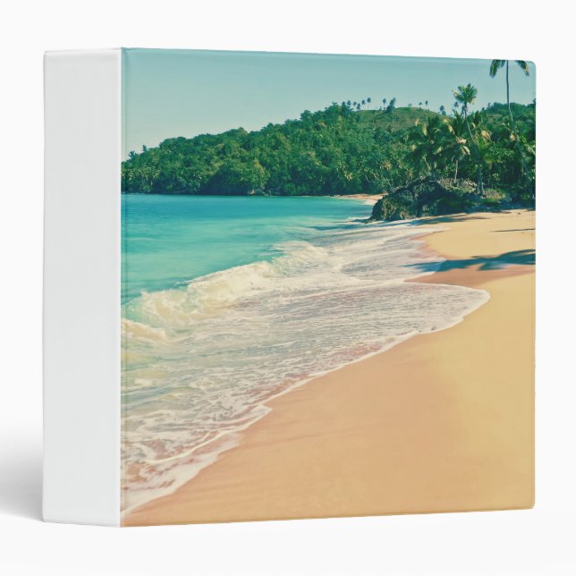 Tranquil Tropical Island Beach 3 Ring Binder (Front/Spine)