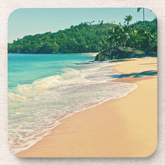 Tranquil Tropical Island Beach Beverage Coaster (Front)