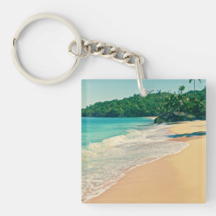 Tranquil Tropical Island Beach Keychain
