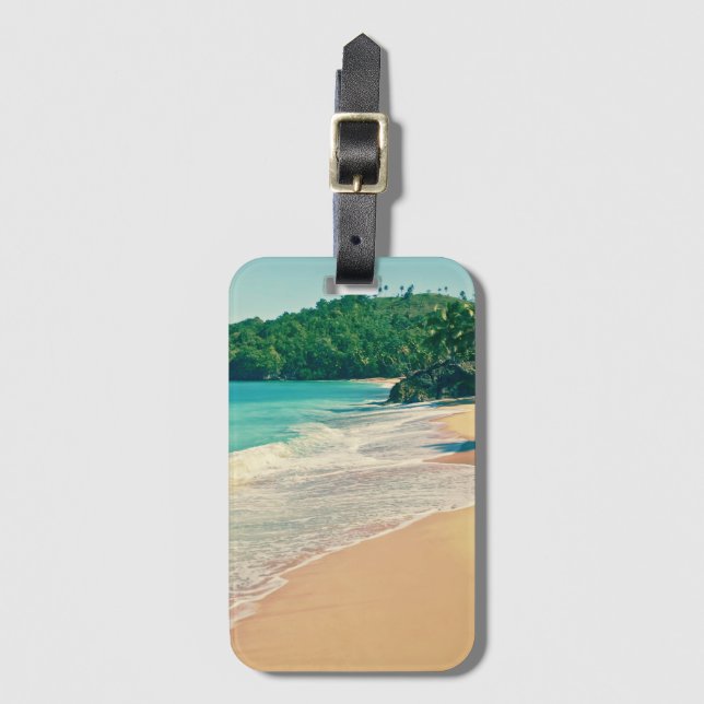 Tranquil Tropical Island Beach Luggage Tag (Front Vertical)