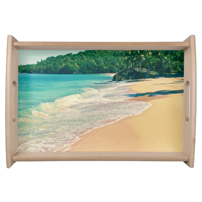 Tranquil Tropical Island Beach Serving Tray (Front)